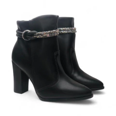 Bota Punta Fina Recortes Tira Strass Taco 8 1/2 Napa Beira Rio (9043141NP)