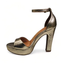Sandalia Plataforma c/ Talonera Taco Forrado 10 1/2 Lzar Metalizado Vizzano (6292617LZ) - Mousse Calzados
