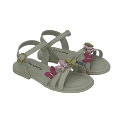 Sandalia Tiras Cruzadas Aplique Mariposa C/Strass C/Vincha Napa PéComPé (800118NP)