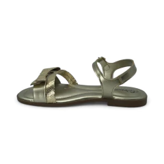 Sandalia Moño Tira Craquelado Metalizado PéComPé (37226MZ) - Mousse Calzados