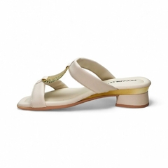 Zueco Tira Aplique Ribette Dorado Taco 3 1/2 napa Piccadilly (475001NP) - comprar online
