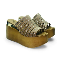 Zueco Faja Calado Piedras Plataforma Camurca Pietras (978CM)