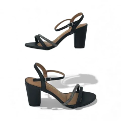 Sandalia Taco Conico 7 1/2 Doble Tira Aplique Strass Napa Vizzano (62621009NP) - comprar online