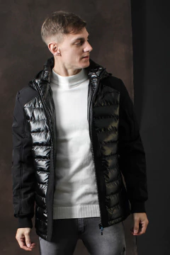 CAMPERA CANELON Y NEOPRENE CON CAPUCHA (42458)