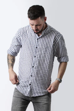 CAMISA CUELLO MAO CLOQUE (41155) - No End MAYORISTA