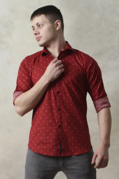CAMISA VESTIR ESTAMPADO (43101) - No End MAYORISTA