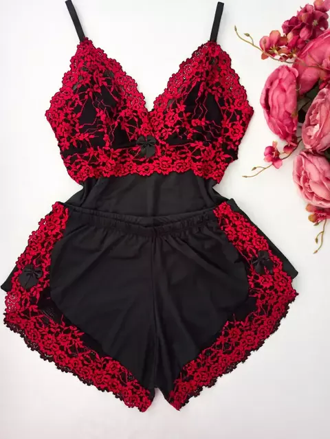 BabyDoll Ana - Preto/Vermelho - comprar online