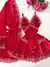 Robe/Camisola/Calcinha sem Bojo - Vermelho/Branco na internet