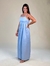 Vestido Longo Cambraia de Linho Azul Sicilia