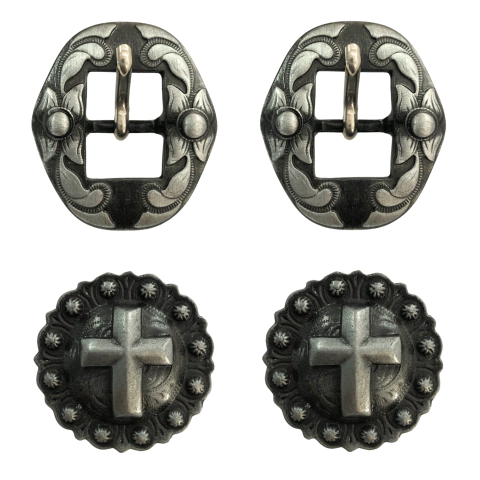 Kit Fivela Cabeçada / Margaridas Cruz Oxidada