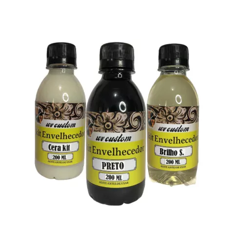 Kit Envelhecimento Profissional WV Custom – Cor Preto 3 Produtos de 200 ml