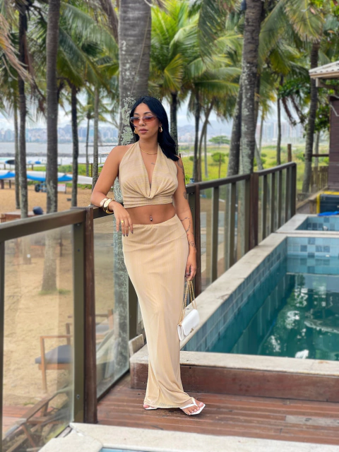 Saia Tule Dourada - comprar online