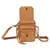 Bolsa Shouder Bag Transversal de Couro Legítimo Ju Andória na cor caramelo, com múltiplos bolsos e alça transversal.
