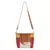 Bolsa de ombro de couro colorido com alça removível em tons de cacau, amarelo, vermelho e bege