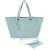 Bolsa Shopper de Couro Legítimo com Carteira Elisa Andória na cor azul turmalina