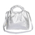 Bolsa Andória de Ombro em Couro Macio, cor Prata Metalizada, realçada pela versatilidade da alça removível Janete. Acessório elegante e moderno.