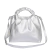 Bolsa Andória de Ombro em Couro Macio, cor Prata Metalizada, realçada pela versatilidade da alça removível Janete. Acessório elegante e moderno.