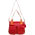Bolsa de Couro Legítimo Macio com Fecho de Zíper Rita cor Vermelho com Caramelo - Andória Acessórios 