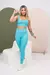 top estilo regata super fashion com calça de cós alto Azul Tiffany