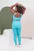 Imagem do top estilo regata super fashion com calça de cós alto Azul Tiffany