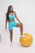 Top estilo regata super fashion com bermuda de cós alto - Azul Tiffany