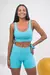 Top estilo regata super fashion com bermuda de cós alto - Azul Tiffany - Mar Azul