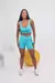 Top estilo regata super fashion com bermuda de cós alto - Azul Tiffany - loja online