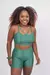 Top com alças frontais cruzadas e short com bolso lateral com cós modelador - Verde - Mar Azul