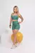 Top com alças frontais cruzadas e short com bolso lateral com cós modelador - Verde