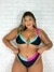 BIQUÍNI NICOLE COLOR PRETO COM DETALHES EM ROSA, AZUL E LARANJA. - loja online