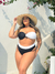 Top Tomara Que Caia Em Duo Collor Com Calcinha Hot Pants Plus size Flavia - Mar Azul