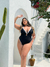 Maiô com alças de bastante sustentação com sutiã bojo removível e amarração nas costas empina bumbum Plus size Cris