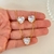Conjunto coração de zircônia 10mm banhado a ouro 18k