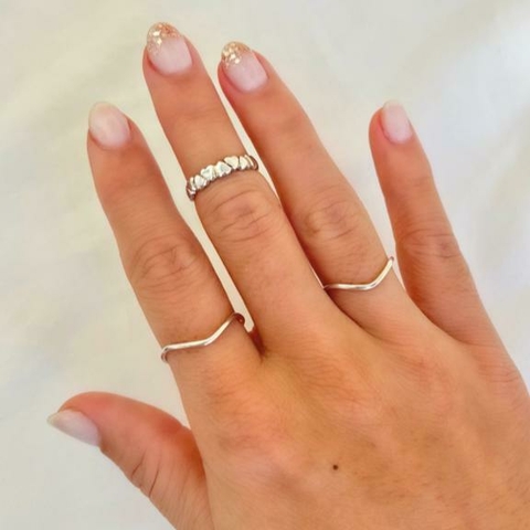 Anel falange corações em prata 925