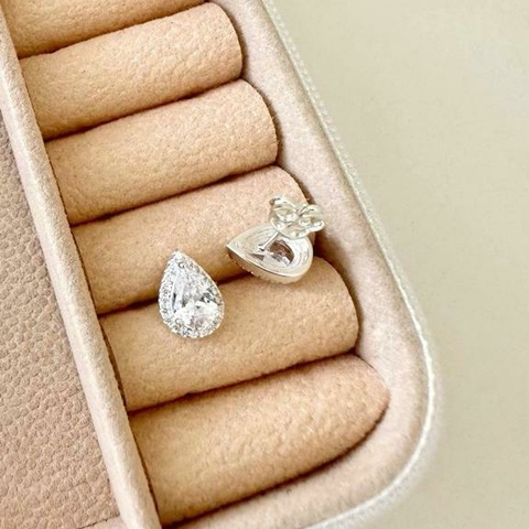 Brinco gota cravejada em prata 925