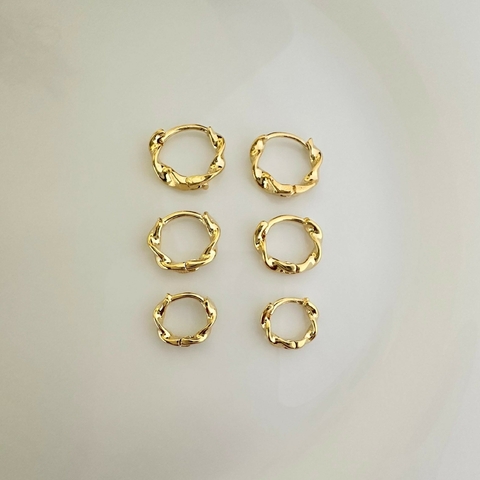 Trio argolas torcidas banhado a ouro 18k - comprar online