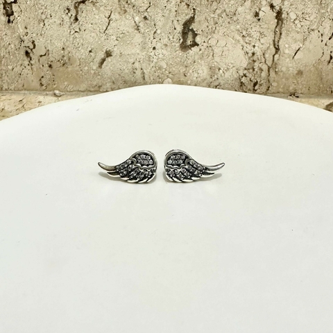 Brinco asa cravejada em prata de bali 925