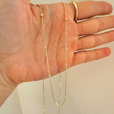 Colar longo 80cm banhado a ouro 18k