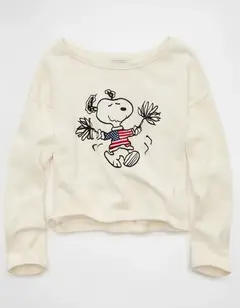 PREORDEN American Eagle AE Americana Snoopy Graphic Sweater Chalk - comprar en línea