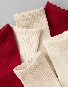 PREORDEN American Eagle AE Scalloped Cropped Crew Socks 3-Pack Burgundy en internet