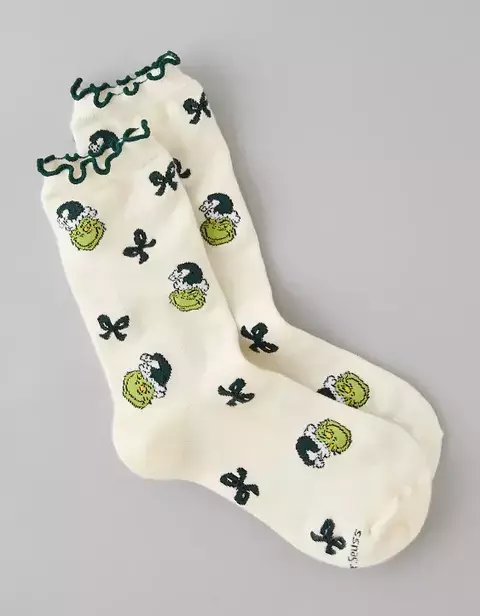 PREORDEN American Eagle AE Grinch Ruffle Crew Socks - comprar en línea