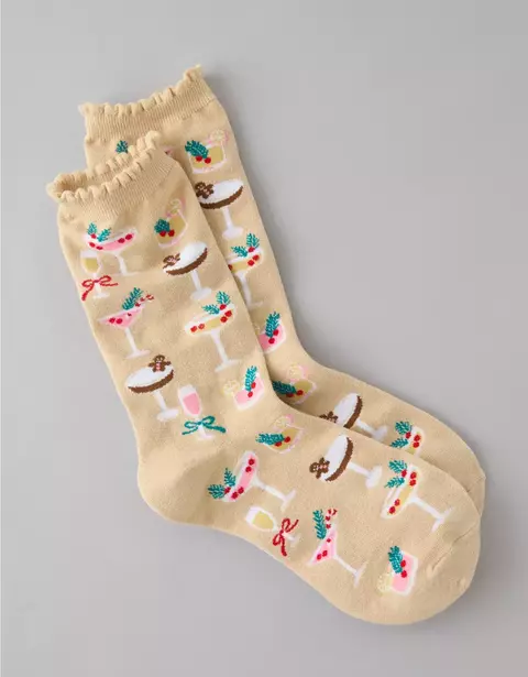 PREORDEN American Eagle AE Christmas Cocktails Crew Socks - comprar en línea