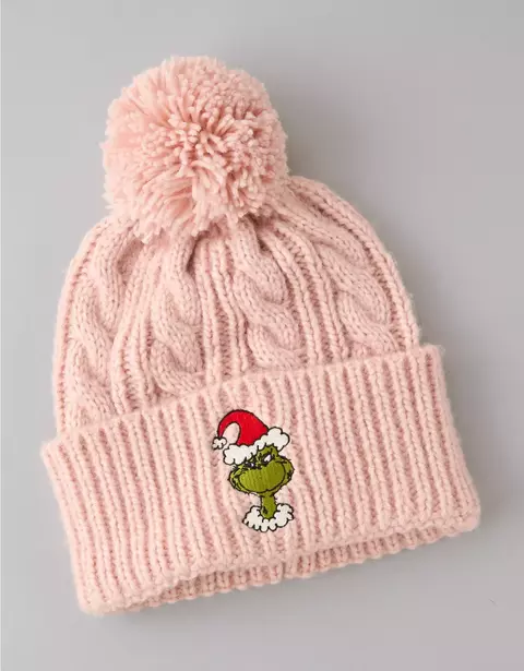 PREORDEN American Eagle AE Embroidered Grinch Cable-Knit Beanie - comprar en línea