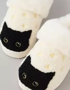 PREORDEN American Eagle AE Spooky Black Cat Scuff Slipper en internet