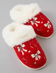 PREORDEN American Eagle AE Holiday Bows Scuff Slipper - comprar en línea