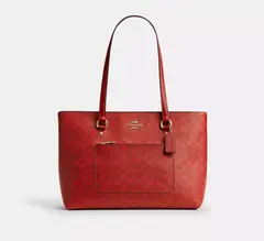 PREORDEN Coach Station Tote Bag In Signature Canvas Gold/Crimson