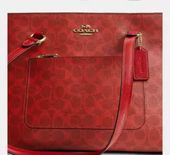 PREORDEN Coach Station Tote Bag In Signature Canvas Gold/Crimson - comprar en línea
