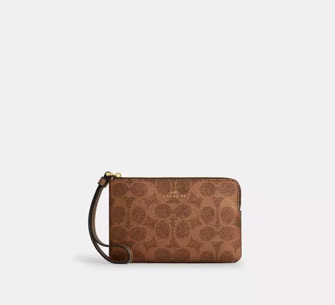 PREORDEN Coach Corner Zip Wristlet In Signature Canvas - comprar en línea