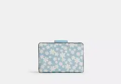 PREORDEN Coach Medium Corner Zip Wallet With Floral Print Silver/Blue Multi en internet