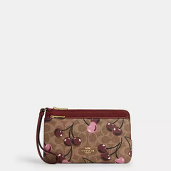 *PREORDEN* Coach Double Zip Wallet In Signature Canvas With Cherry Print - comprar en línea